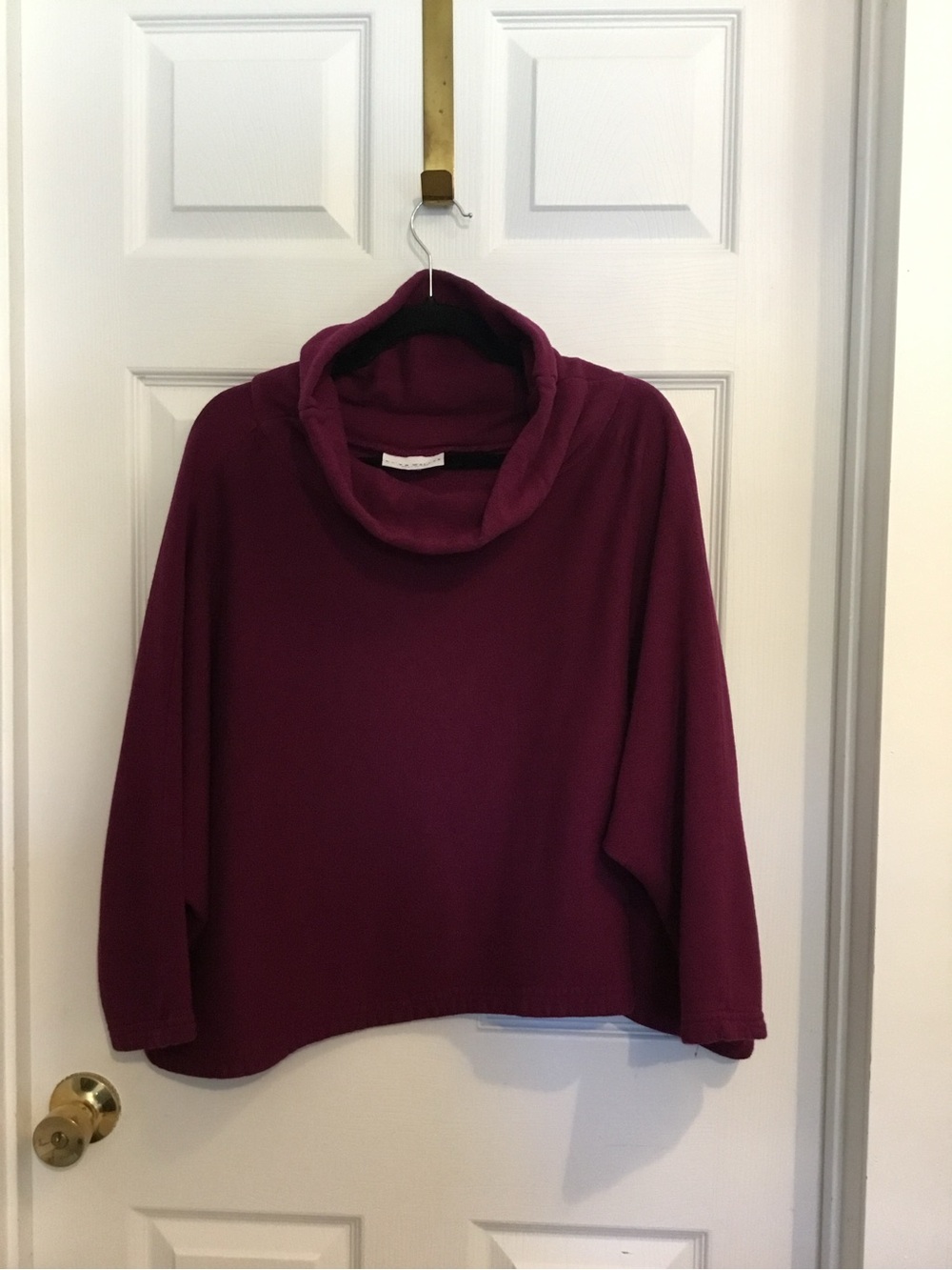 bryn Walker Plum Boxy Cowl Neck Sweatshirt